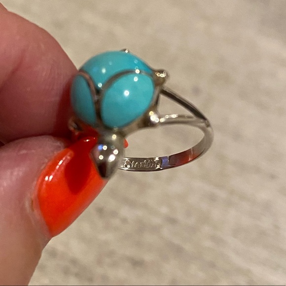 Sterling Silver & genuine turquoise turtle ring - Picture 3 of 4